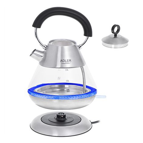 Adler | Kettle | AD 1282 | Electric | 1850 W | 1.5 L | Glass/Stainless steel | 360° rotational base | Inox - 4